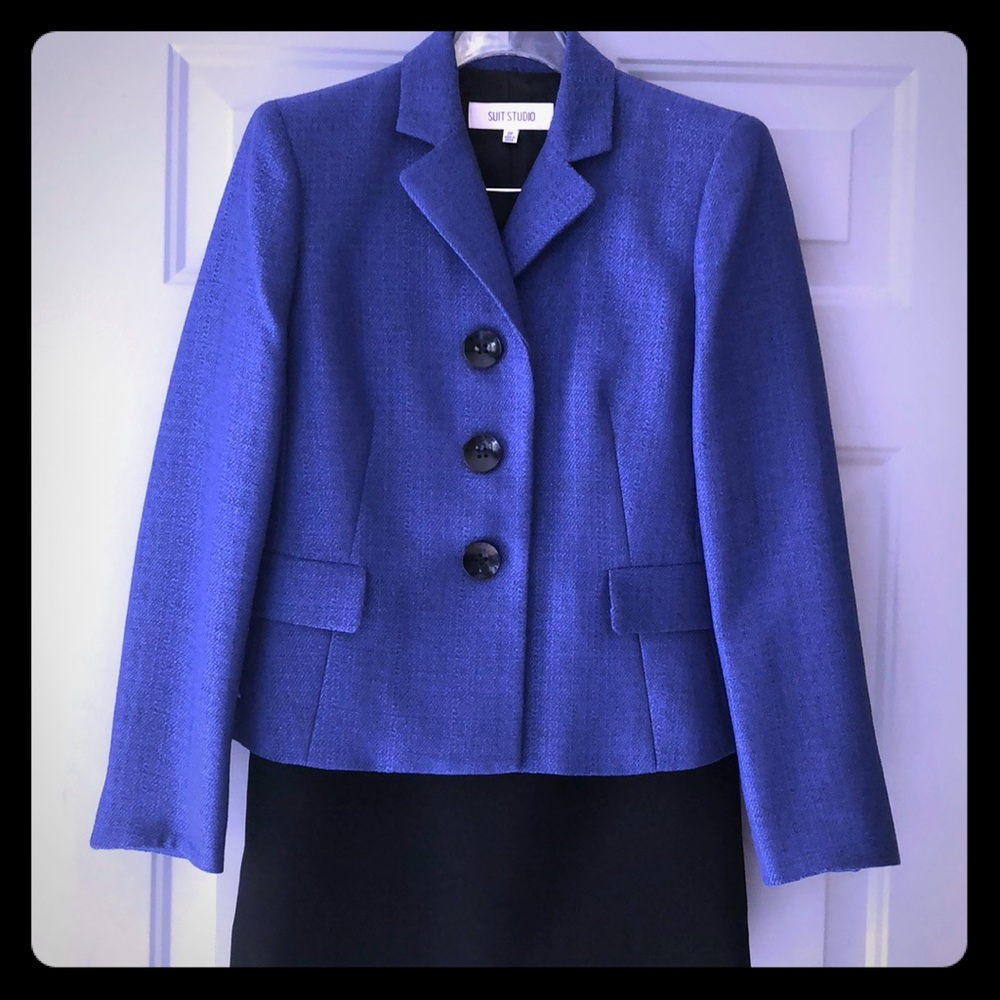 Cobalt blue pencil skirt suit set